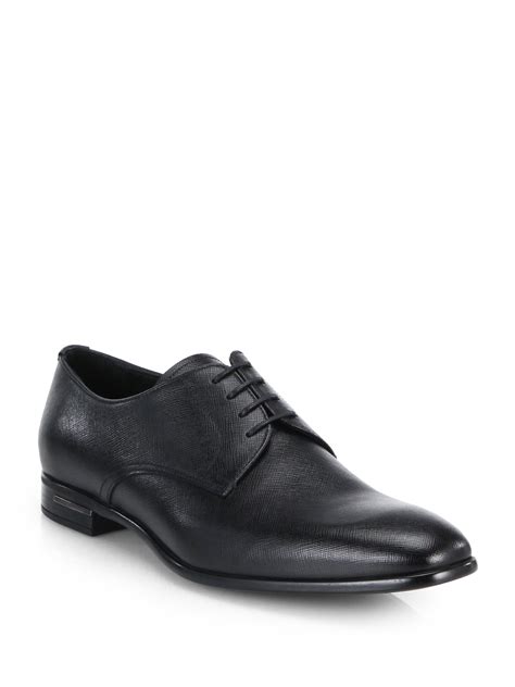 prada saffiano laced derby shoes|Prada.